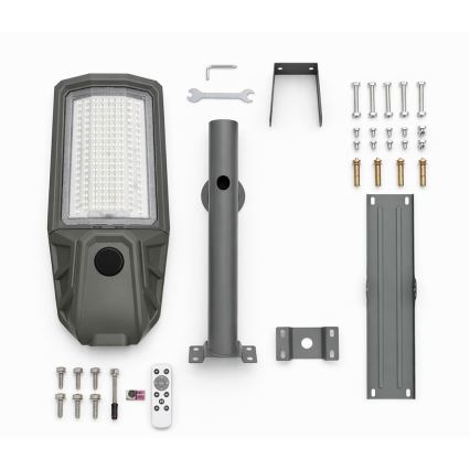 Lampione stradale LED dimmerabile con sensore e pannello solare KOBRA LED/400W/3,2V 24000 mAh IP65 antracite + telecomando