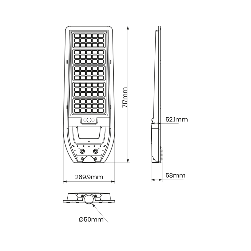 Lampione solare a LED VIA 200W/20000 mAh 3,2V 6000K IP54 + telecomando