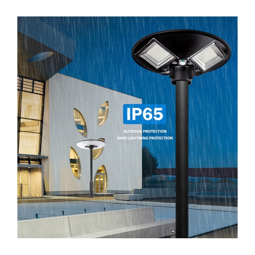 Lampione solare dimmerabile a LED con sensore LED/15W/6V 11000 mAh 6500K IP65 nero + telecomando