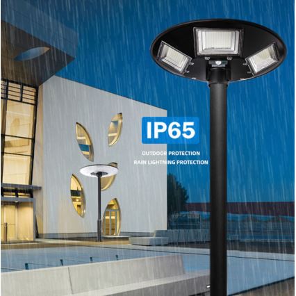 Lampione solare stradale LED a intensità regolabile con sensore 22W/6V 18000 mAh 6500K IP65 nero + telecomando