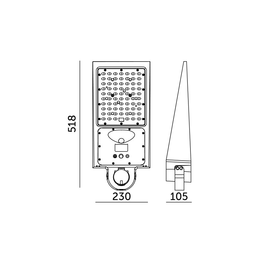 Lampione solare stradale dimmerabile a LED con sensore STREET LED/30W/9,6V 3000/4000K 6000 mAh IP65 + telecomando