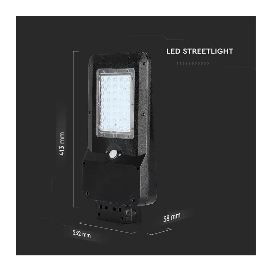 Lampione stradale solare LED con sensore LED/15W/7,4V 6000K IP65 5400 mAh