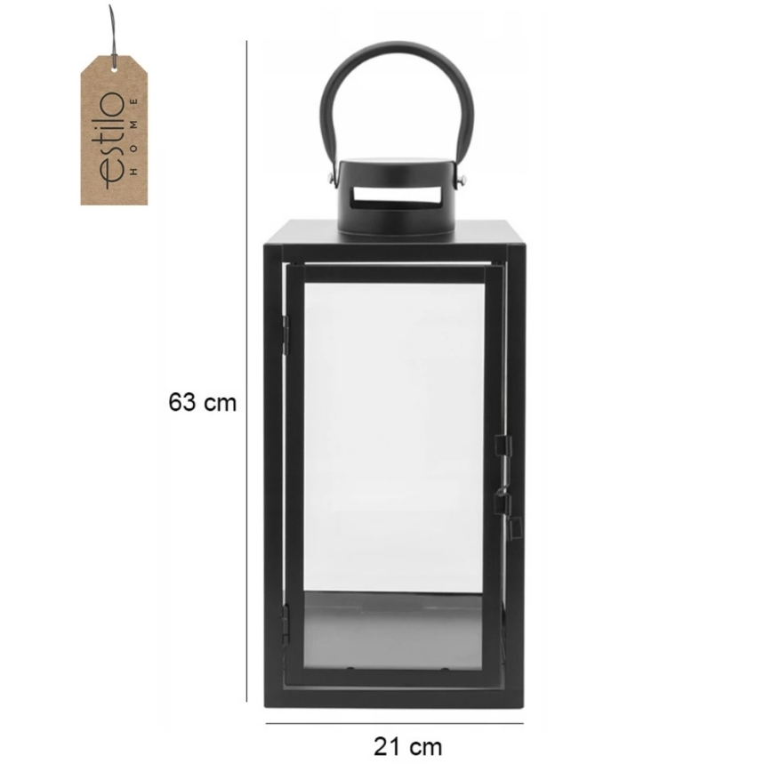 Lanterna decorativa 63 cm nera