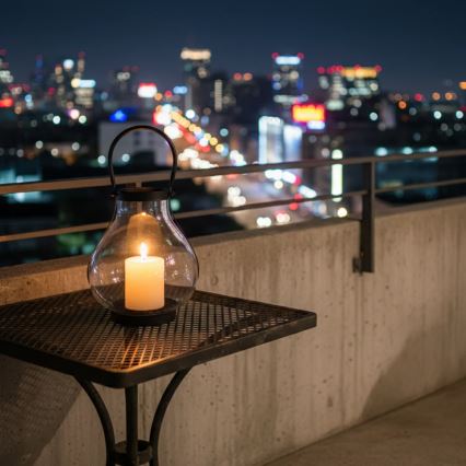 Lanterna decorativa GLASSY 25 cm nera