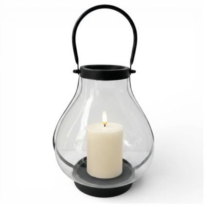 Lanterna decorativa GLASSY 25 cm nera