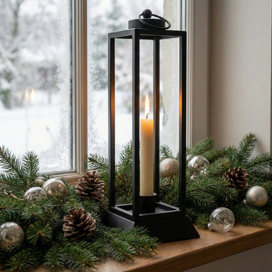 Lanterna decorativa HALL 39,5 cm nera