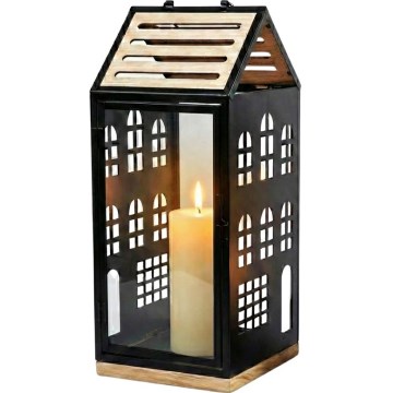 Lanterna decorativa HOME, 34,5 cm, nera/beige