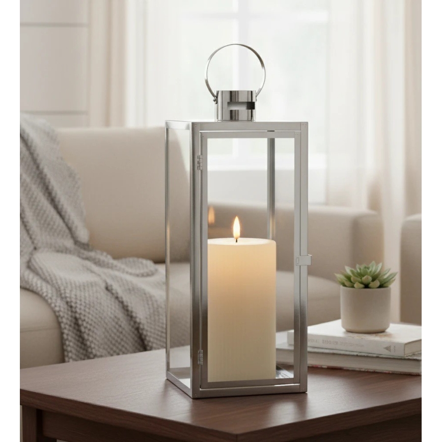Lanterna decorativa TOWER 29 cm cromo lucido