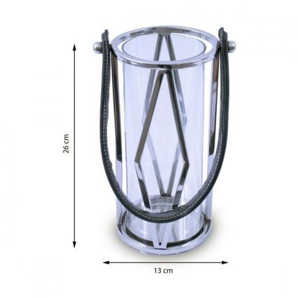 Lanterna FRAGIL 26 cm cromo lucido/nero