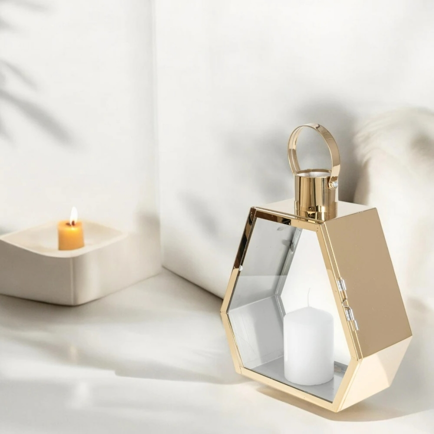 Lanterne décorative dorée 34 cm