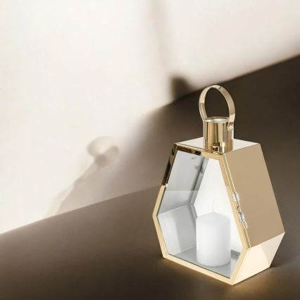 Lanterne décorative dorée 34 cm