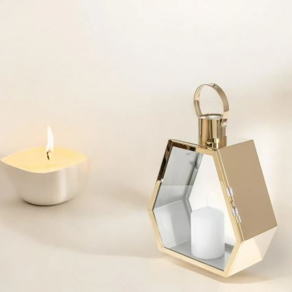 Lanterne décorative dorée 34 cm