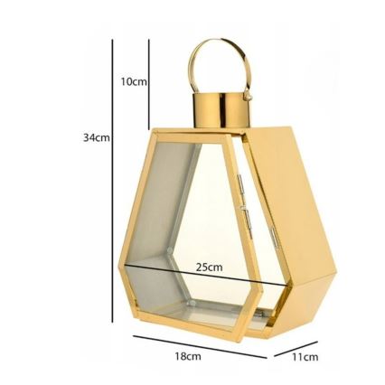 Lanterne décorative dorée 34 cm