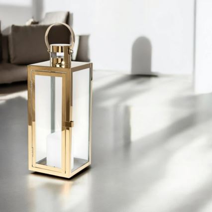 Lanterne décorative dorée 63 cm