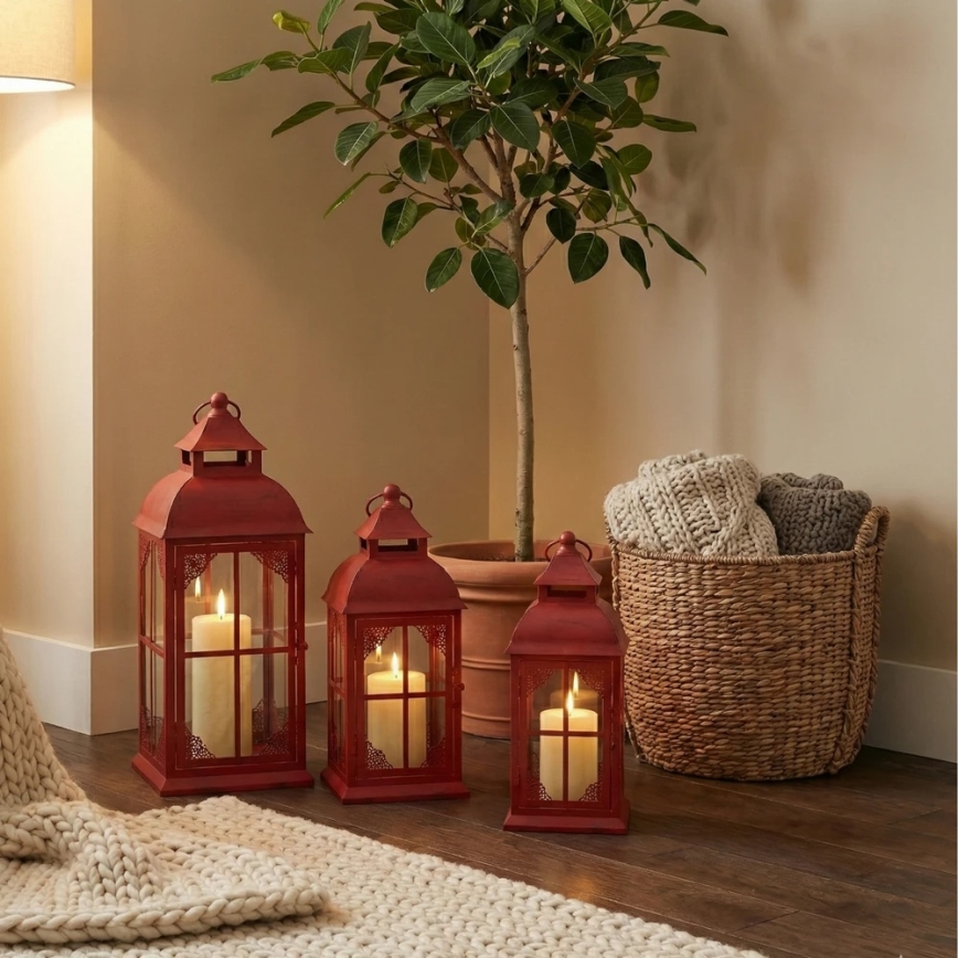 Lanterne décorative REDY 42 cm rouge