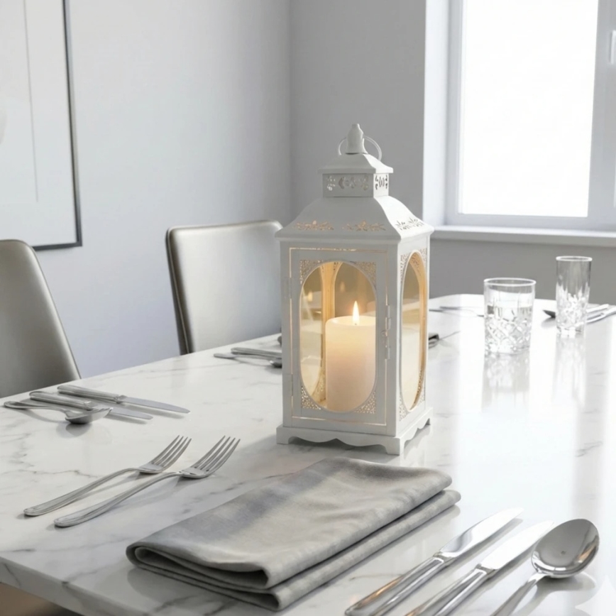 Lanterne décorative ROSEHILL 40 cm blanche