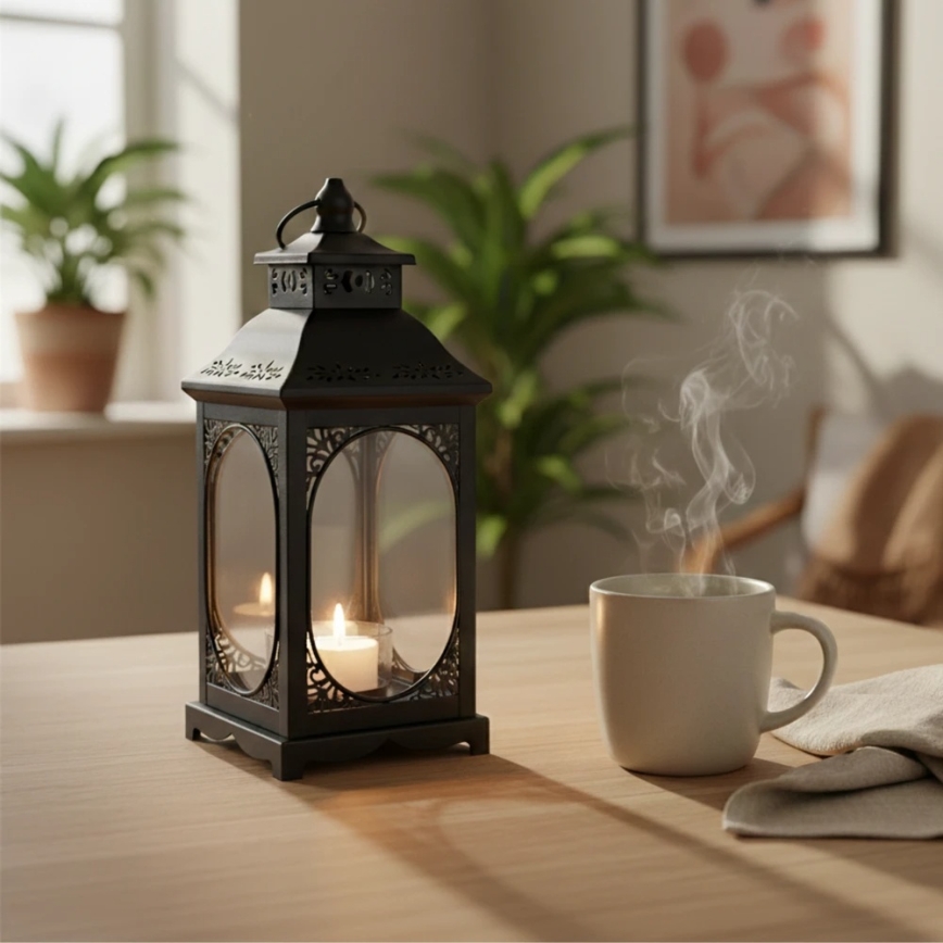 Lanterne décorative ROSEHILL 40 cm noire