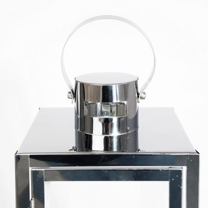 Lanterne décorative TOWER 38 cm, chrome brillant