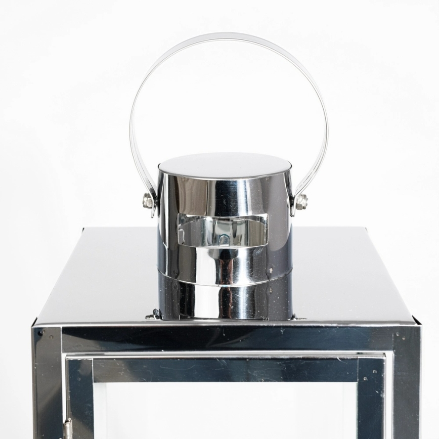 Lanterne décorative TOWER 38 cm, chrome brillant