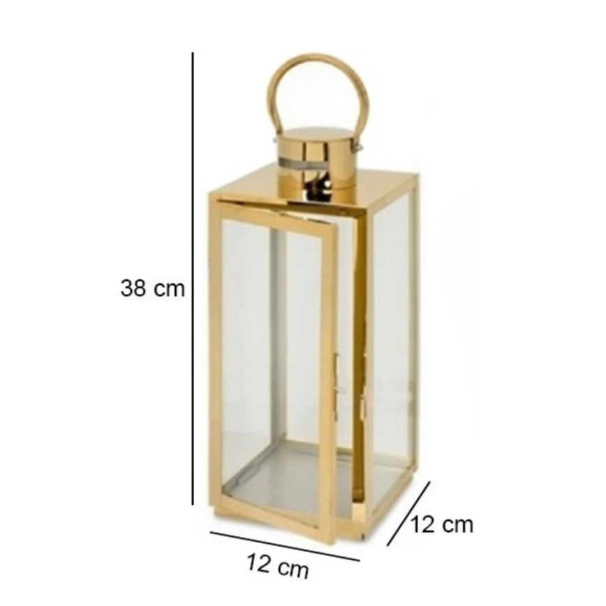 Lanterne décorative TOWER 38 cm, dorée