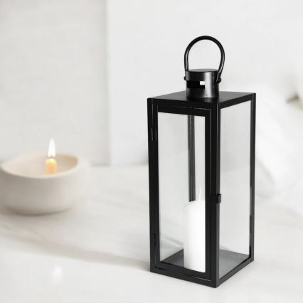 Lanterne décorative TOWER 38 cm noire