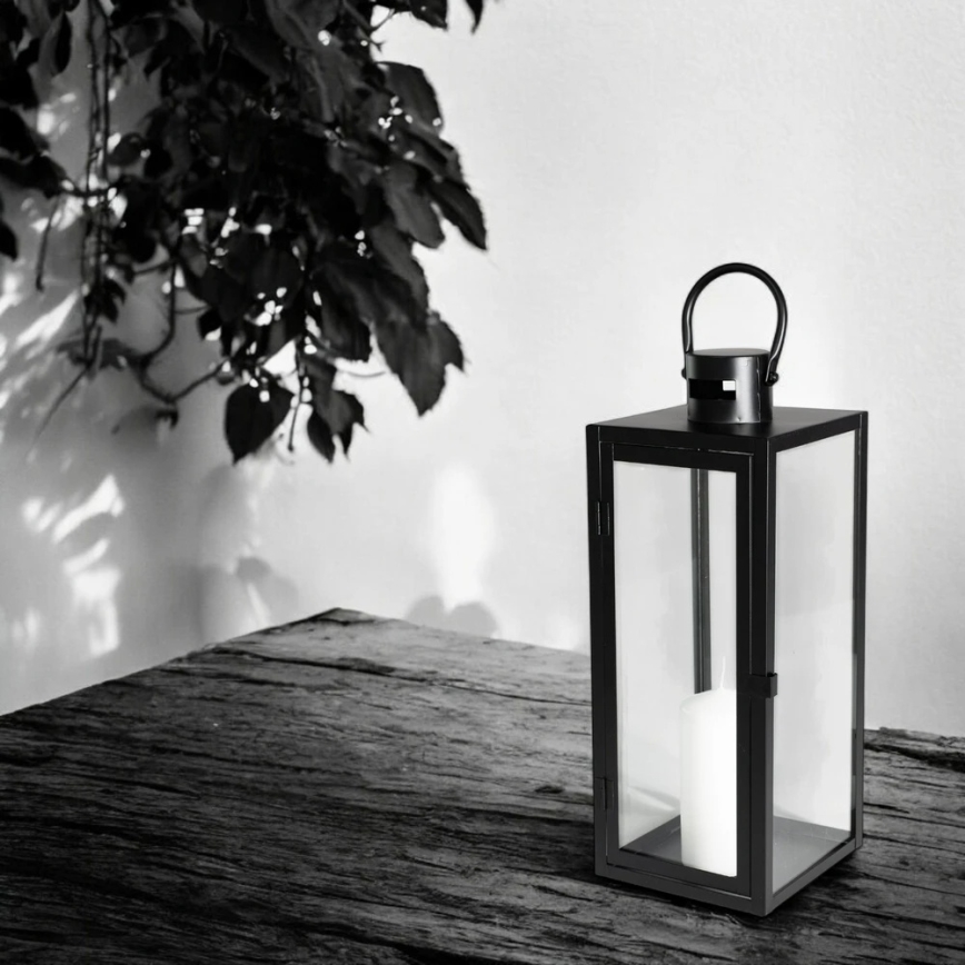 Lanterne décorative TOWER 38 cm noire