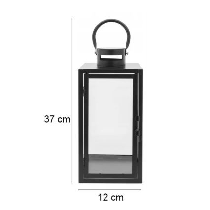 Lanterne décorative TOWER 38 cm noire