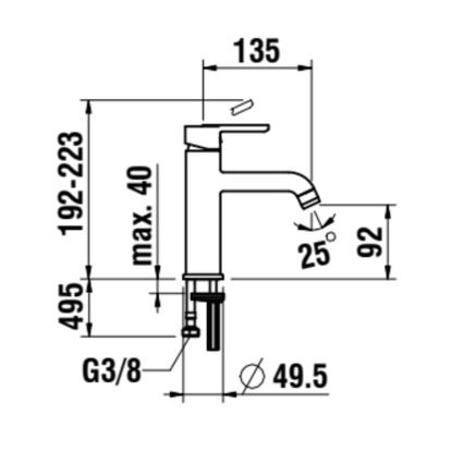 LAUFEN H3110810811201 - Robinet de lavabo LUA 19,2 cm titane mat noir