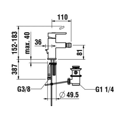LAUFEN H3410810041141 - Rubinetto per bidet con scarico e troppopieno LUA cromo lucido