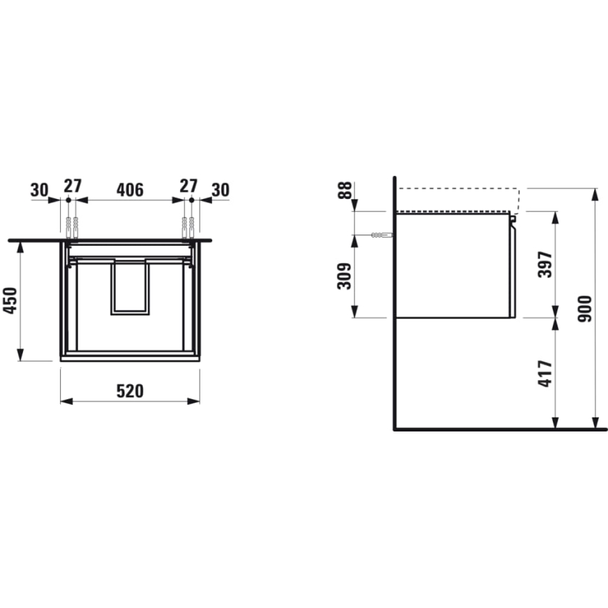 LAUFEN H4833510964751 - Meuble sous-lavabo PRO 52 cm blanc
