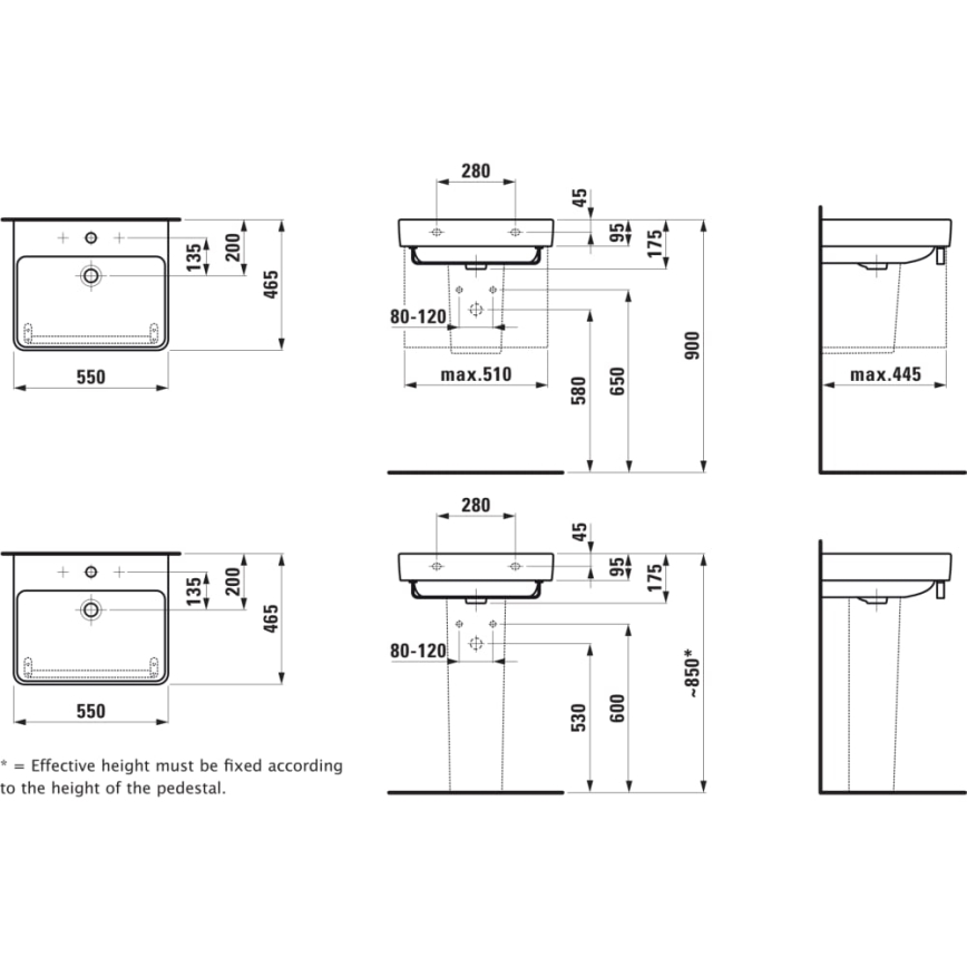 LAUFEN H8109620001041 - Lavabo à poser/à suspendre PRO 55x46,5 cm céramique/blanc
