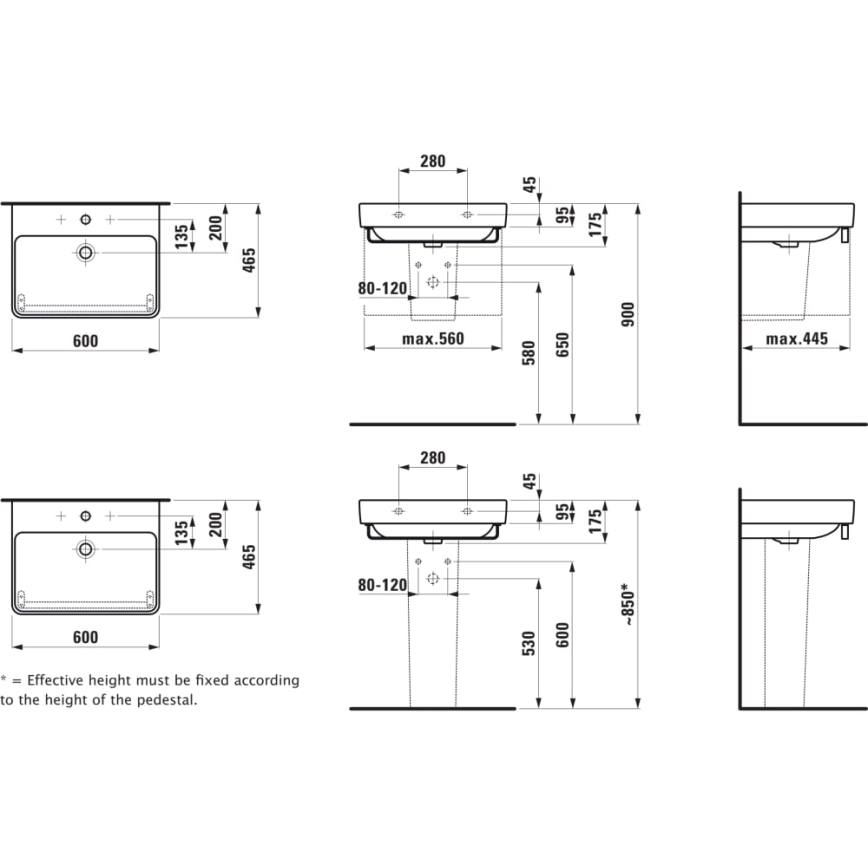 LAUFEN H8109630001091 - Lavabo da incasso/appeso PRO 60x46,5 cm ceramica/bianco