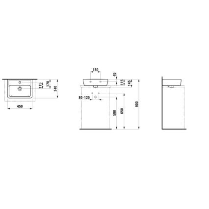 LAUFEN H8119520001041 - Lavandino da appoggio PRO 45x34 cm ceramiche/bianco