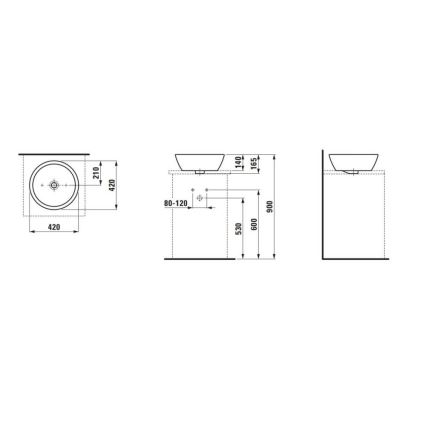 LAUFEN H8129620001091 - Lavandino da appoggio PRO diametro 42 cm ceramiche/bianco