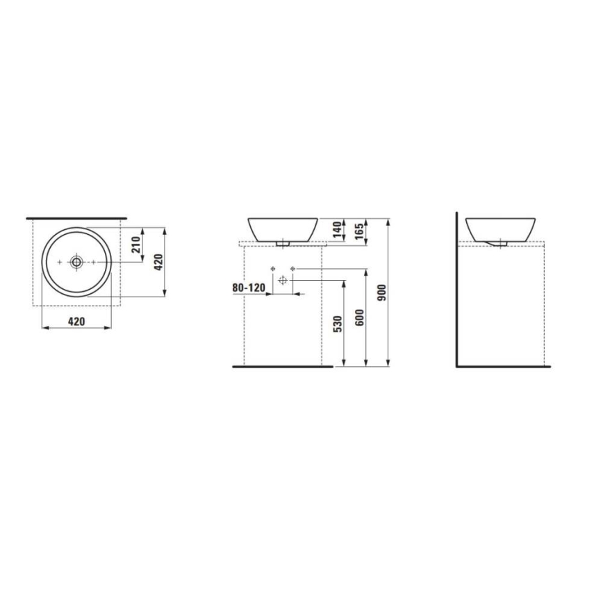 LAUFEN H8129620001091 - Lavandino da appoggio PRO diametro 42 cm ceramiche/bianco