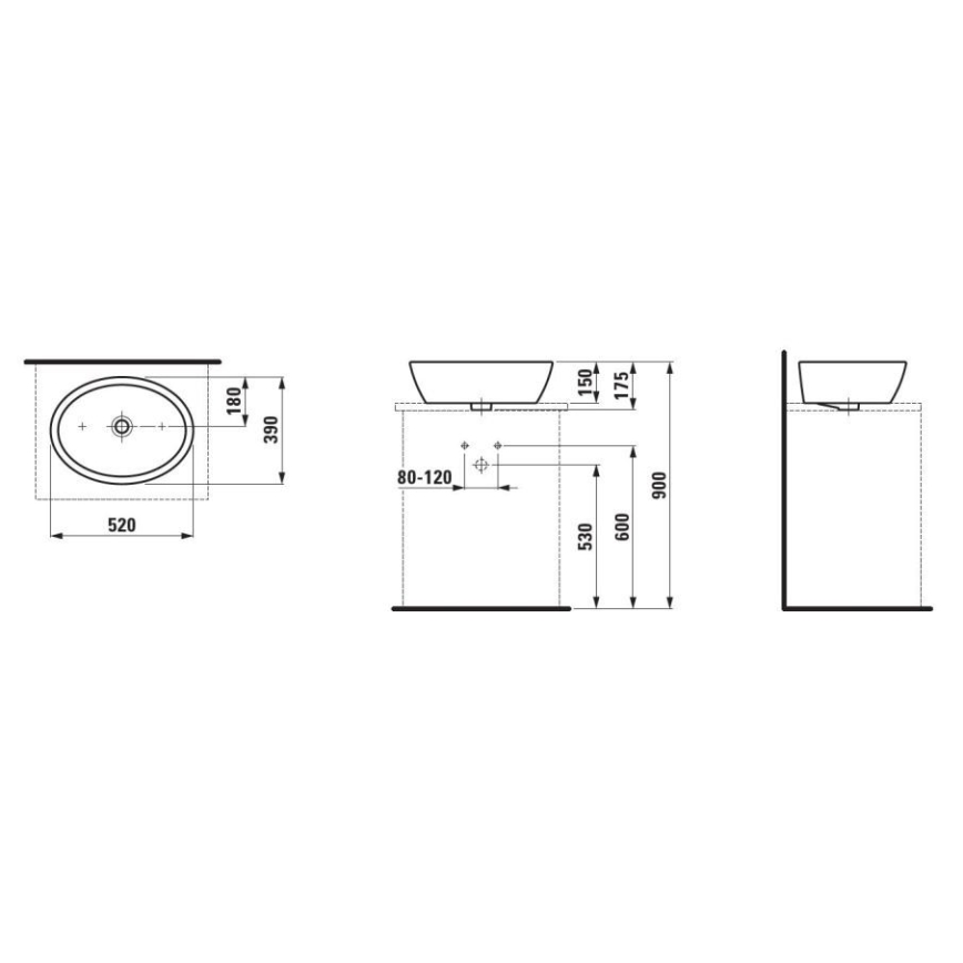 LAUFEN H8129640001121 - Lavandino da appoggio PRO 52x39 cm ceramiche/bianco