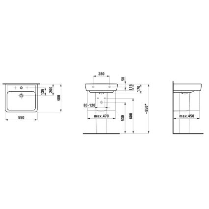 LAUFEN H8189510001041 - Lavabo da appoggio/appoggio PRO 55x48 cm ceramica/bianco