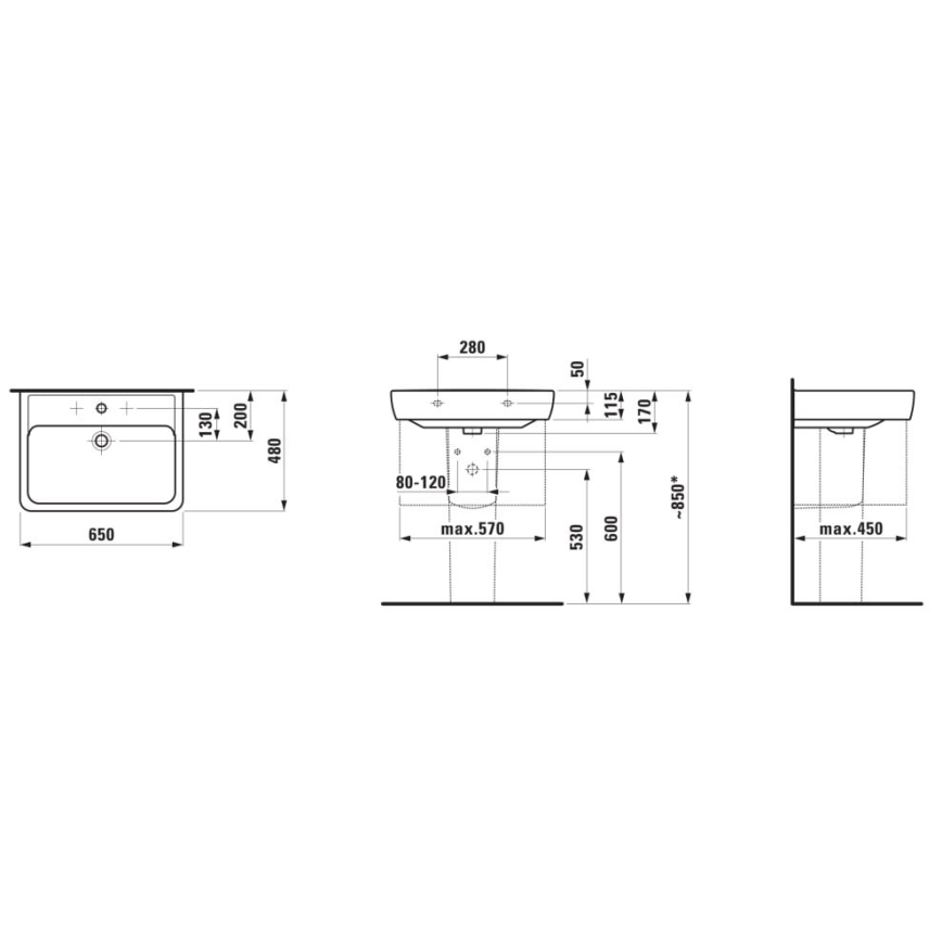 LAUFEN H8189530001041 - Lavabo da appoggio/appoggio PRO 65x48 cm ceramica/bianco