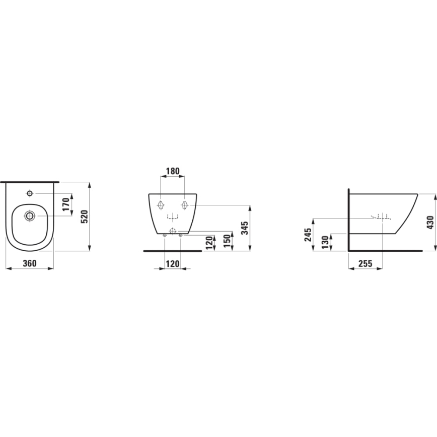 LAUFEN H8300810003021 - Bidet a parete LUA ceramiche/bianco