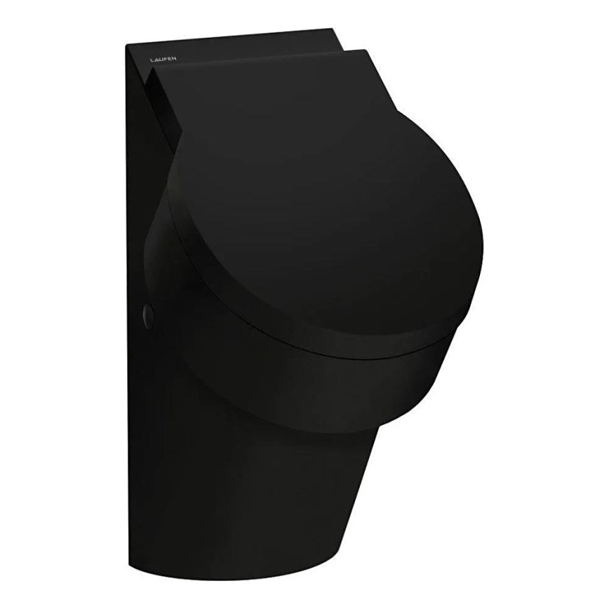 LAUFEN H8402810200001 - Urinoir en céramique, noir brillant, avec orifices pour couvercle VAL, arrivée d'eau arrière, évacuation arrière