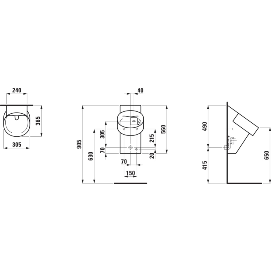 LAUFEN H8402867160001 - Urinal mit Sensor VAL 230V, Rückanschluss, Ablauf hinten, Keramik/matt-schwarz