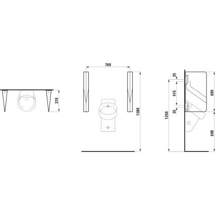 LAUFEN H8472807160001 - Urinal-Trennwand VAL 69x37 cm Keramik/matt schwarz