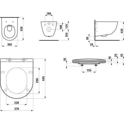 LAUFEN H8669530000001 - Wand-WC PRO Keramik/weiß + WC-Sitz SoftClose PRO aus Duroplast/weiß