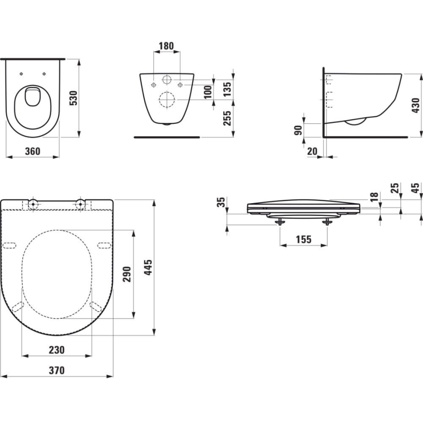 LAUFEN H8669530000001 - Wand-WC PRO Keramik/weiß + WC-Sitz SoftClose PRO aus Duroplast/weiß