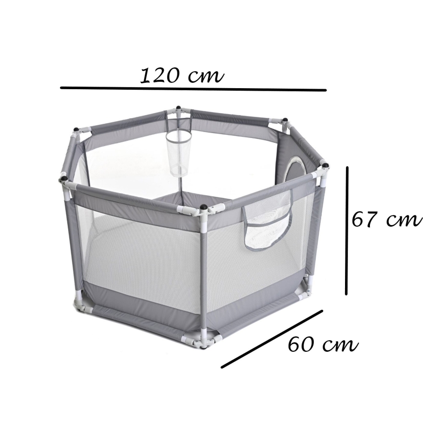 Laufstall 120 cm grau