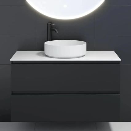 Lavabo à poser LJORDAL Ø 40 cm acier/blanc