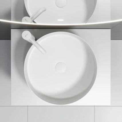 Lavabo à poser LJORDAL Ø 40 cm acier/blanc