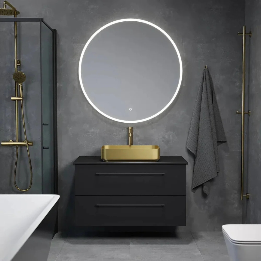 Lavabo à poser sur plan LJORDAL 52 x 34 cm, acier/laiton