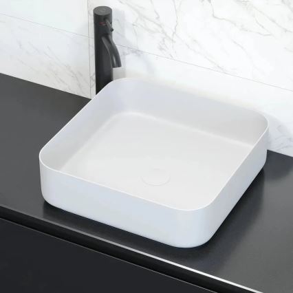 Lavabo da appoggio LJORDAL 40x40 cm acciaio/bianco