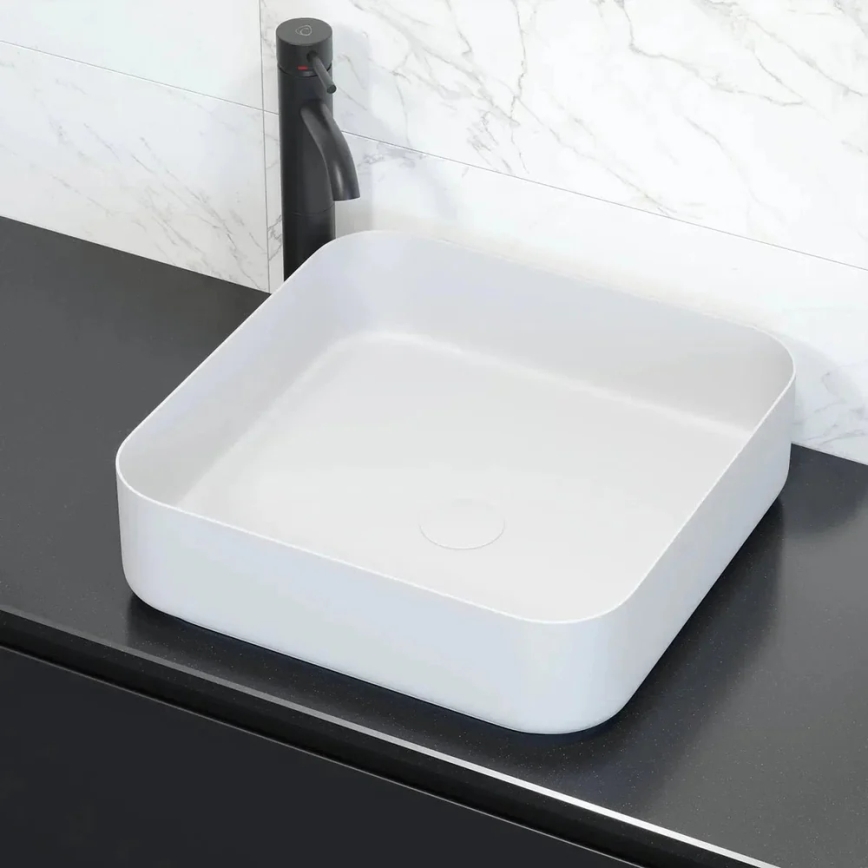 Lavabo da appoggio LJORDAL 40x40 cm acciaio/bianco